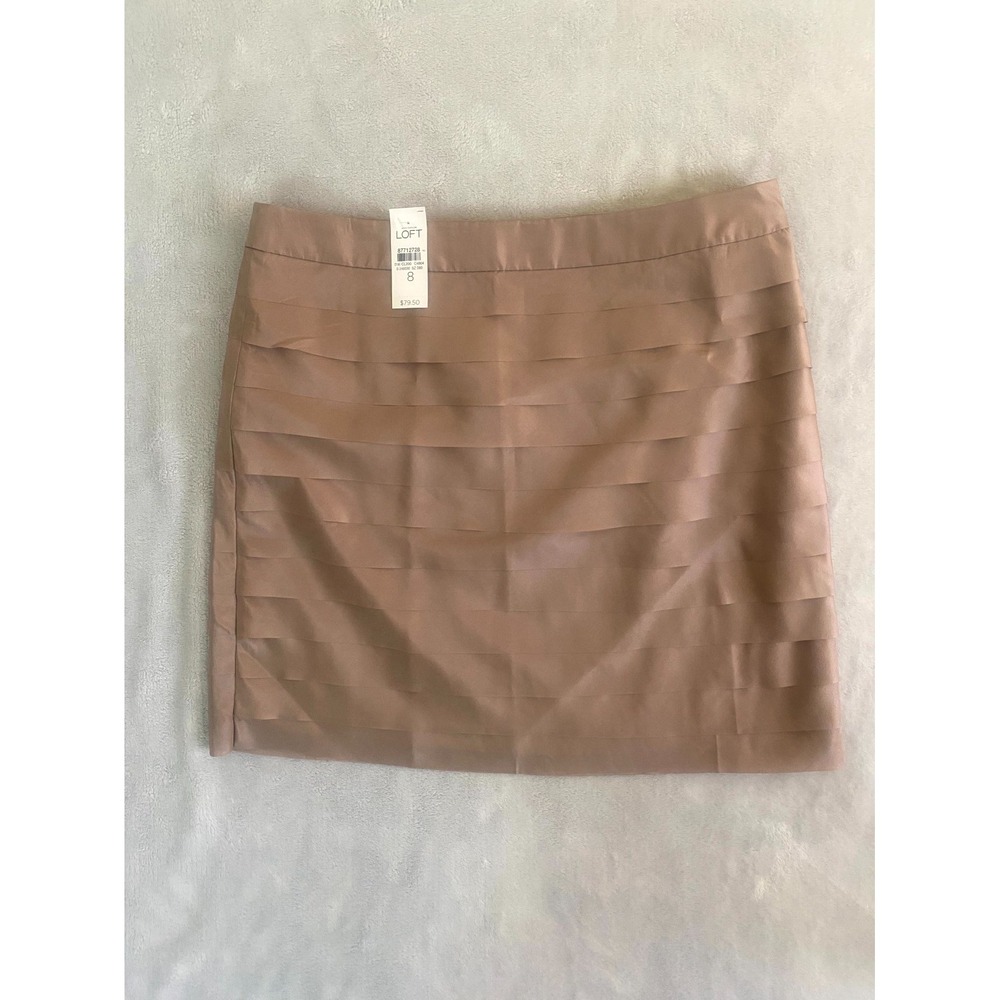Ann Taylor‎ Loft Straight & Pencil Mini Skirt Womens 8 Brown Layered Side Zip